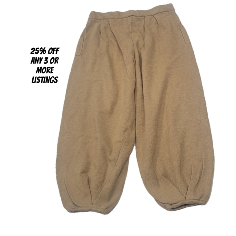 Wide Leg Balloon Sweater Jogger XXL Pockets Pleated Tapered Ankle Crop Loose